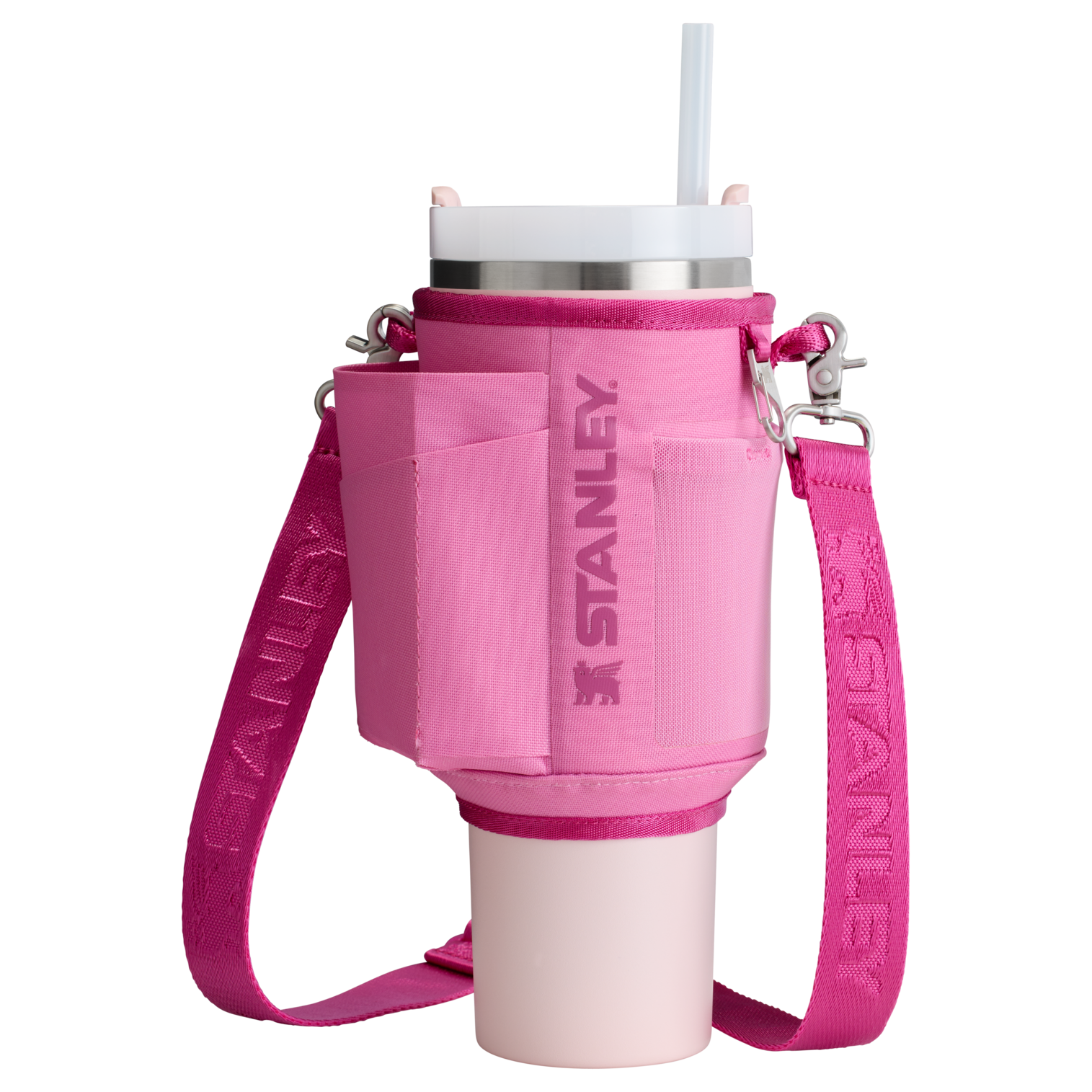 Stanley Carry-All 40 oz Quencher with Detachable Crossbody Straps in Fuchsia