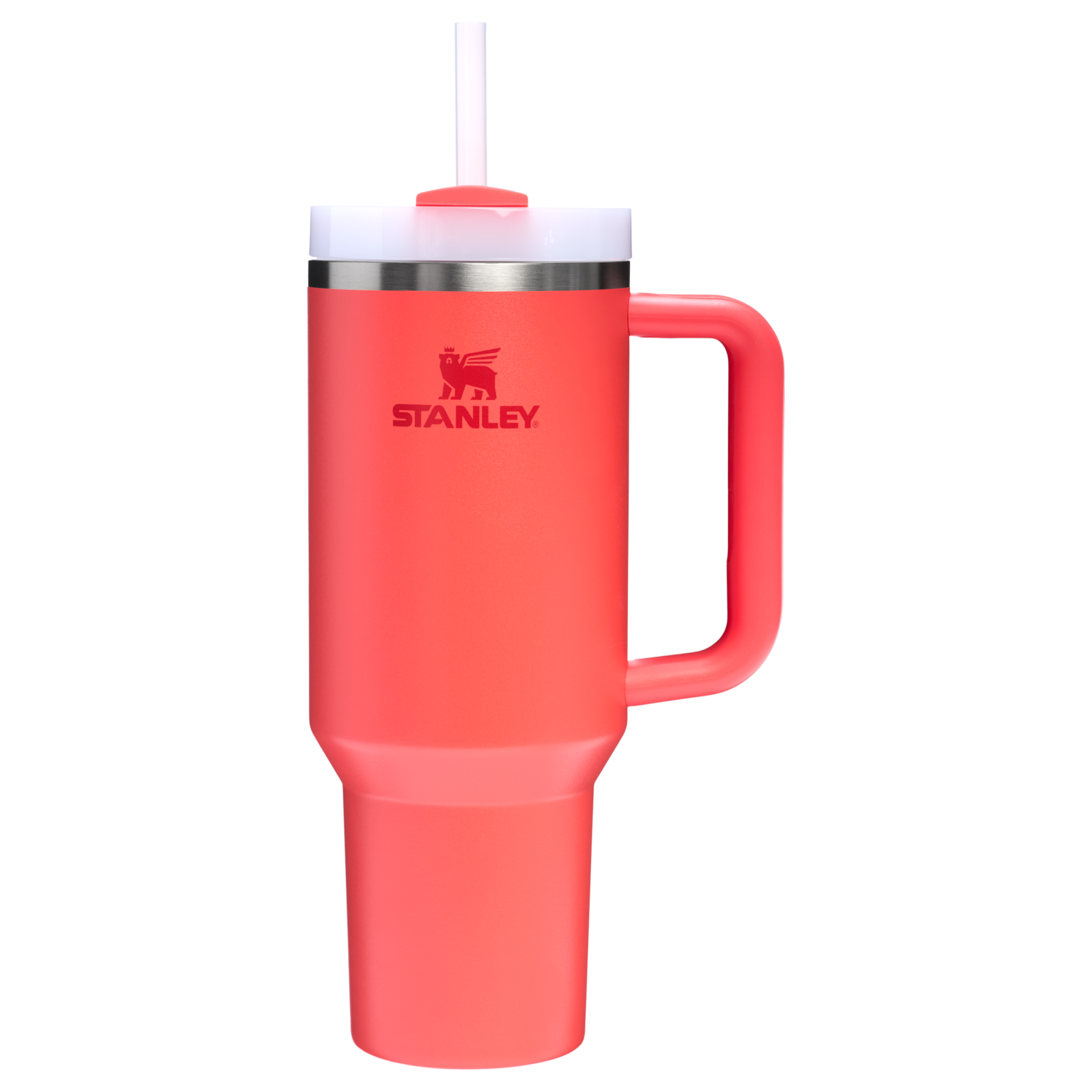 Stanley 40 OZ Quencher FlowState Stainless Steel Tumbler In Hot Coral Red